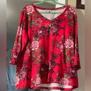 The Pioneer Woman Red Floral Top